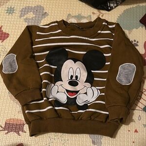 Brown Striped Mickey Mouse Sweater